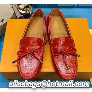 Good Quality Louis Vuitton Gloria Monogram Leather Flat Loafer 040838 Bright Red 2021