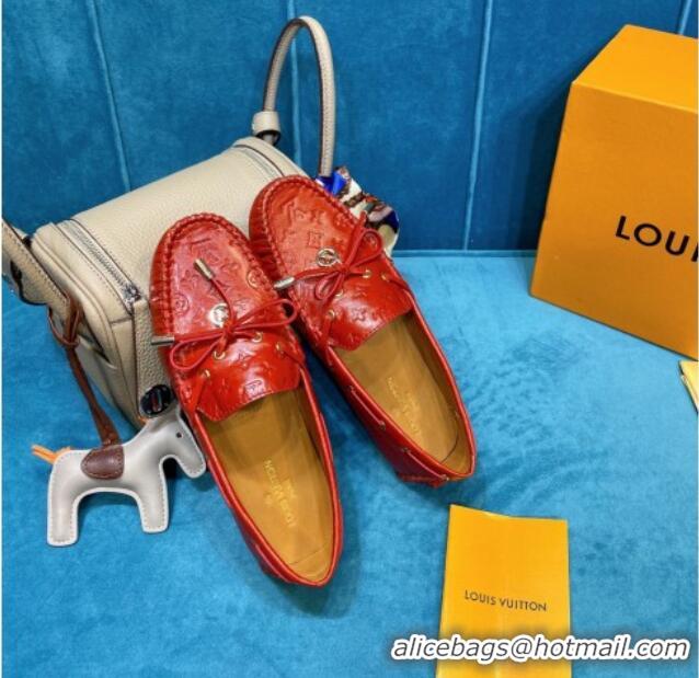 Good Quality Louis Vuitton Gloria Monogram Leather Flat Loafer 040838 Bright Red 2021