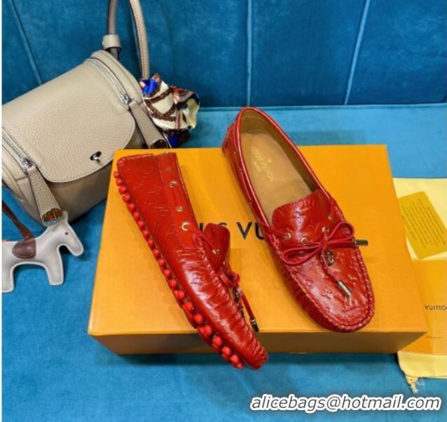 Good Quality Louis Vuitton Gloria Monogram Leather Flat Loafer 040838 Bright Red 2021