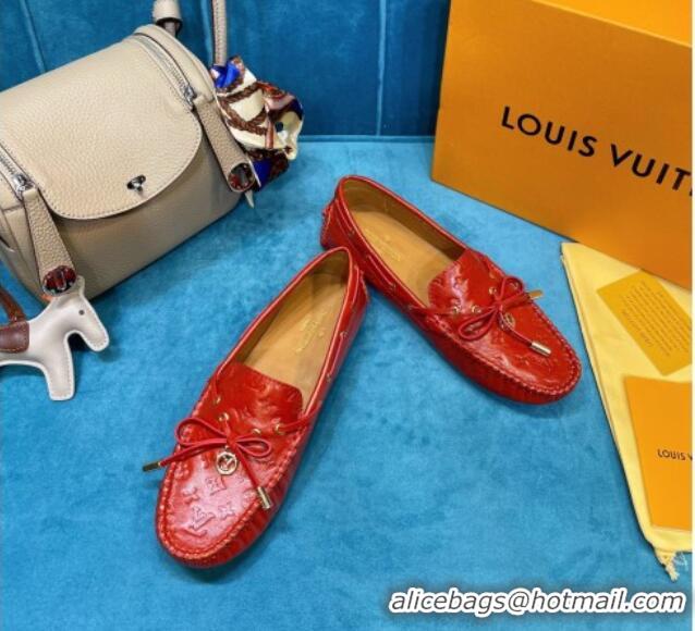 Good Quality Louis Vuitton Gloria Monogram Leather Flat Loafer 040838 Bright Red 2021