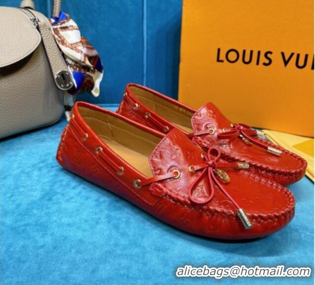 Good Quality Louis Vuitton Gloria Monogram Leather Flat Loafer 040838 Bright Red 2021