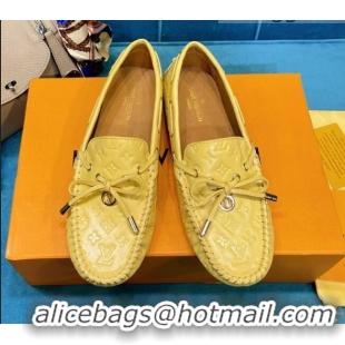 Best Product Louis Vuitton Gloria Monogram Leather Flat Loafer 040838 Light Yellow 2021