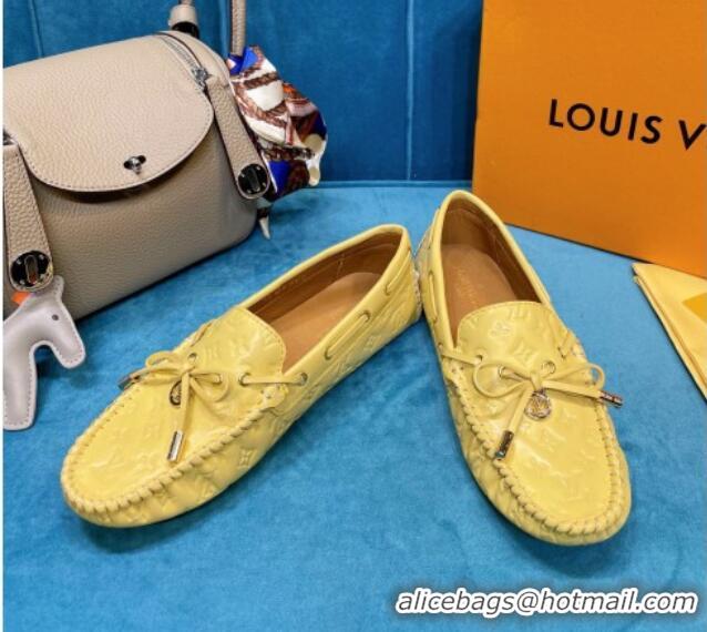 Best Product Louis Vuitton Gloria Monogram Leather Flat Loafer 040838 Light Yellow 2021