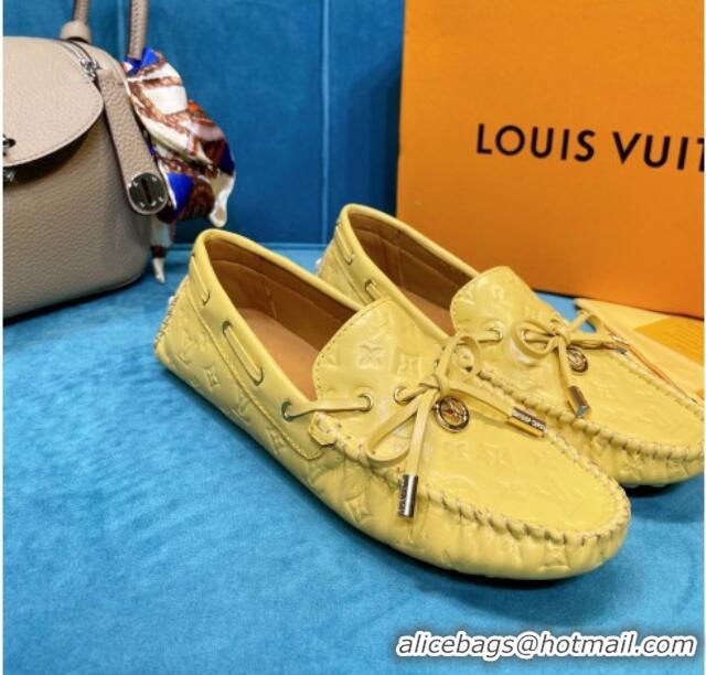 Best Product Louis Vuitton Gloria Monogram Leather Flat Loafer 040838 Light Yellow 2021