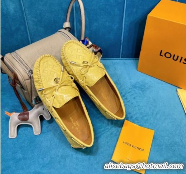 Best Product Louis Vuitton Gloria Monogram Leather Flat Loafer 040838 Light Yellow 2021