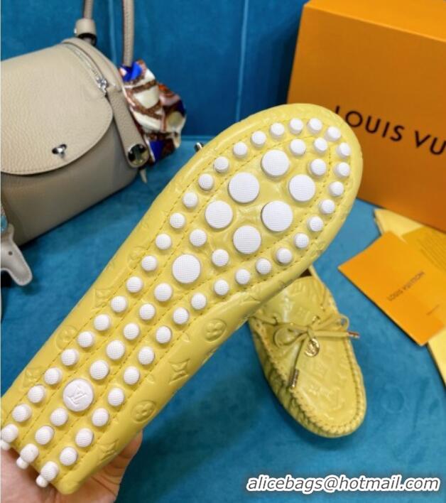 Best Product Louis Vuitton Gloria Monogram Leather Flat Loafer 040838 Light Yellow 2021