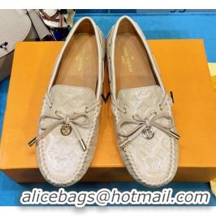 Custom Louis Vuitton Gloria Monogram Leather Flat Loafer 040838 Beige 2021