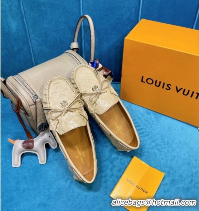 Custom Louis Vuitton Gloria Monogram Leather Flat Loafer 040838 Beige 2021