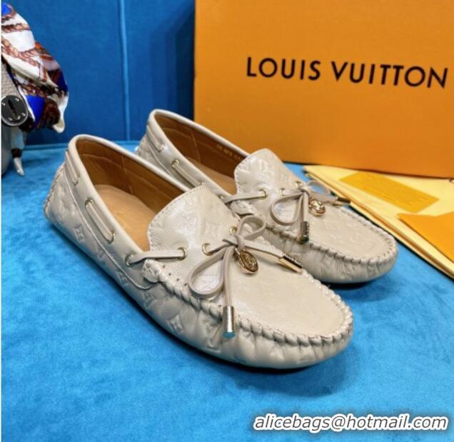 Custom Louis Vuitton Gloria Monogram Leather Flat Loafer 040838 Beige 2021