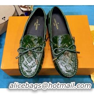 Top Grade Louis Vuitton Gloria Monogram Leather Flat Loafer 040838 Dark Green 2021