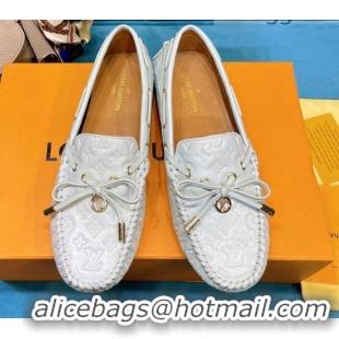 Most Popular Louis Vuitton Gloria Monogram Leather Flat Loafer 040838 White 2021