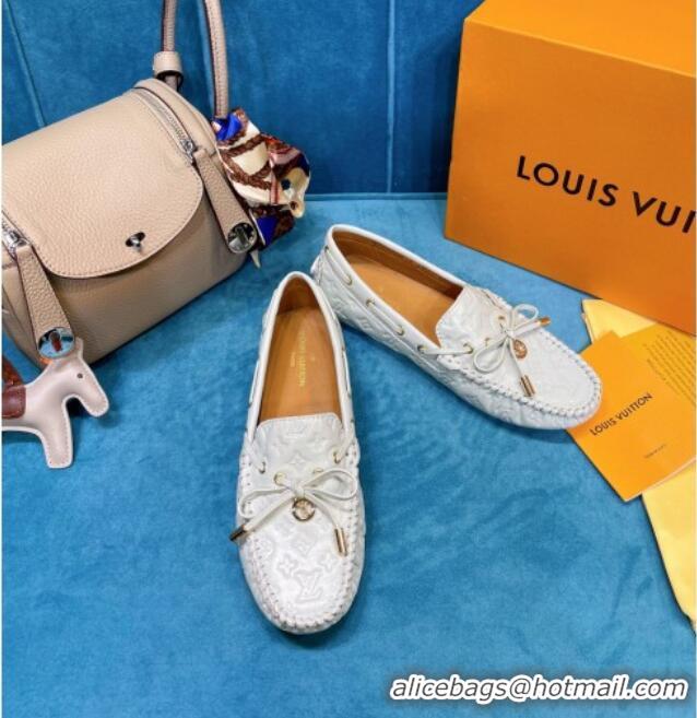 Most Popular Louis Vuitton Gloria Monogram Leather Flat Loafer 040838 White 2021