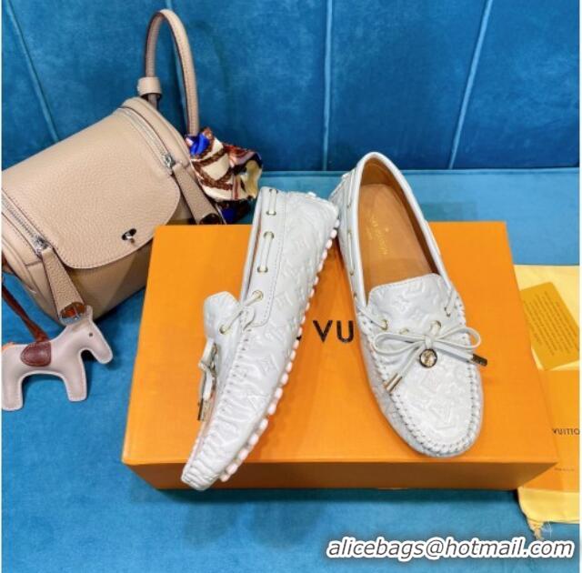 Most Popular Louis Vuitton Gloria Monogram Leather Flat Loafer 040838 White 2021