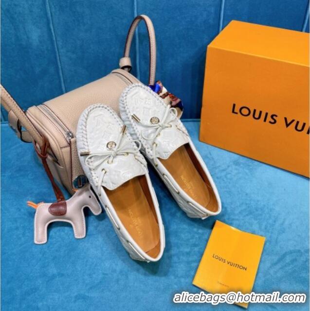 Most Popular Louis Vuitton Gloria Monogram Leather Flat Loafer 040838 White 2021