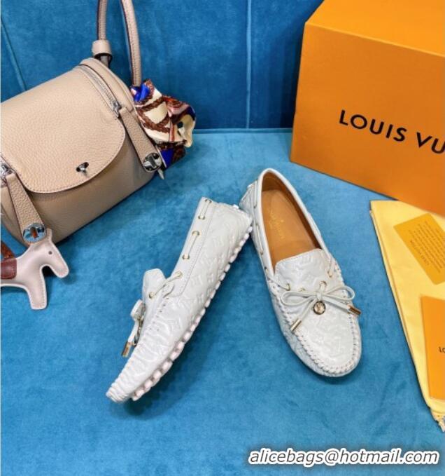 Most Popular Louis Vuitton Gloria Monogram Leather Flat Loafer 040838 White 2021