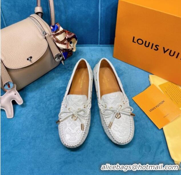 Most Popular Louis Vuitton Gloria Monogram Leather Flat Loafer 040838 White 2021