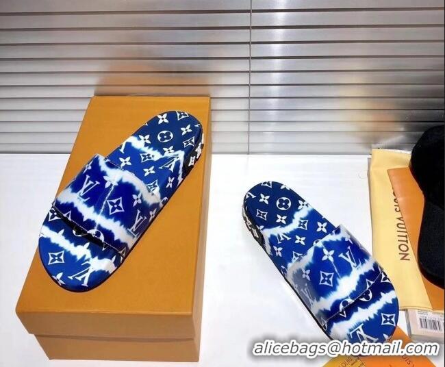 Discount Louis Vuitton Jumbo Escale Flatform Slide Sandals 042889 Blue 2021