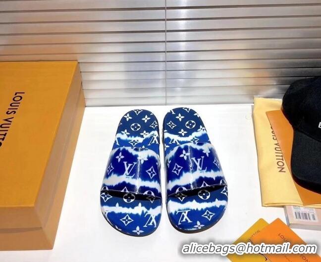 Discount Louis Vuitton Jumbo Escale Flatform Slide Sandals 042889 Blue 2021