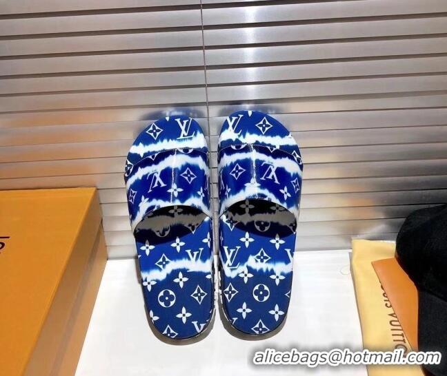 Discount Louis Vuitton Jumbo Escale Flatform Slide Sandals 042889 Blue 2021