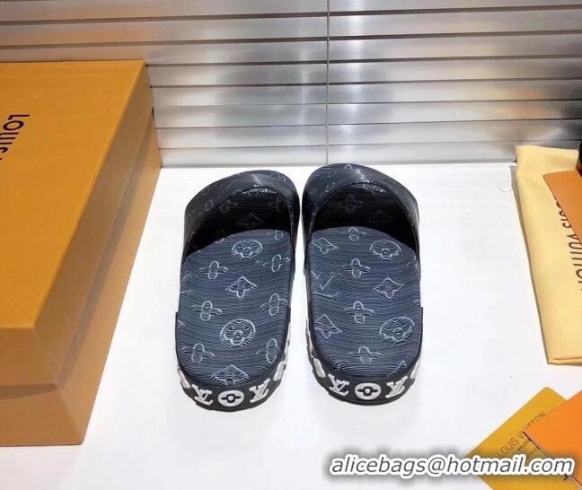 Top Grade Louis Vuitton Jumbo Flatform Slide Sandals 042890 Navy Blue 2021