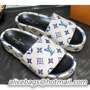 Top Quality Louis Vuitton Jumbo Monogram Canvas Flatform Slide Sandals 043084 White 2021