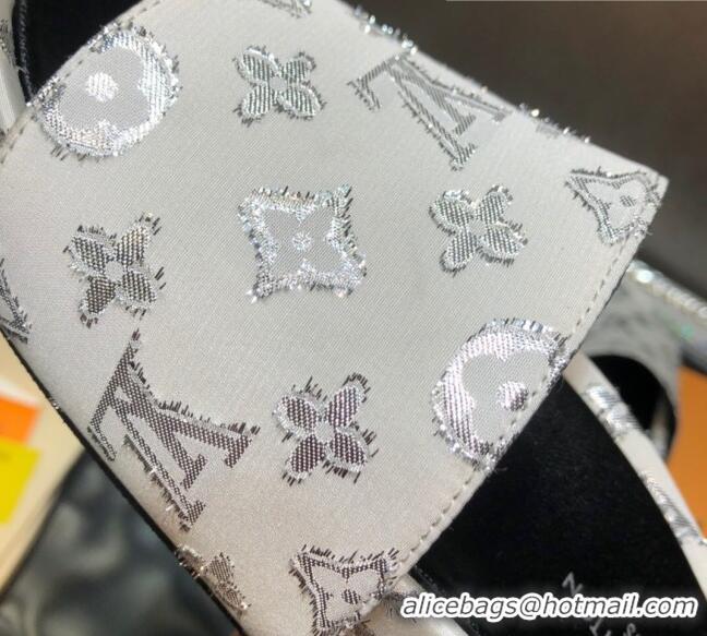 Hot Style Louis Vuitton Jumbo Monogram Canvas Flatform Slide Sandals 043085 White/Silver 2021