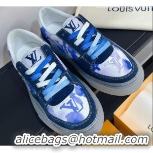 Best Grade Louis Vuitton LV Ollie Print Sneakers 1A8SI2 Blue 2021