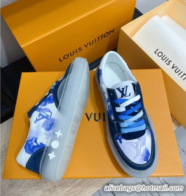 Best Grade Louis Vuitton LV Ollie Print Sneakers 1A8SI2 Blue 2021