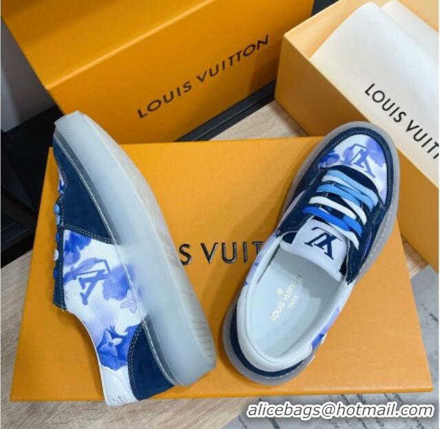 Best Grade Louis Vuitton LV Ollie Print Sneakers 1A8SI2 Blue 2021