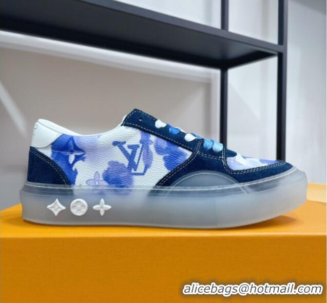 Best Grade Louis Vuitton LV Ollie Print Sneakers 1A8SI2 Blue 2021