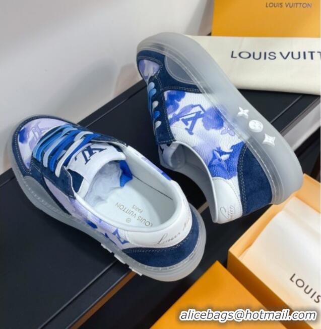 Best Grade Louis Vuitton LV Ollie Print Sneakers 1A8SI2 Blue 2021