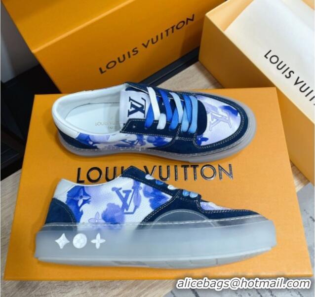 Best Grade Louis Vuitton LV Ollie Print Sneakers 1A8SI2 Blue 2021