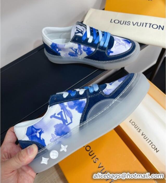 Best Grade Louis Vuitton LV Ollie Print Sneakers 1A8SI2 Blue 2021