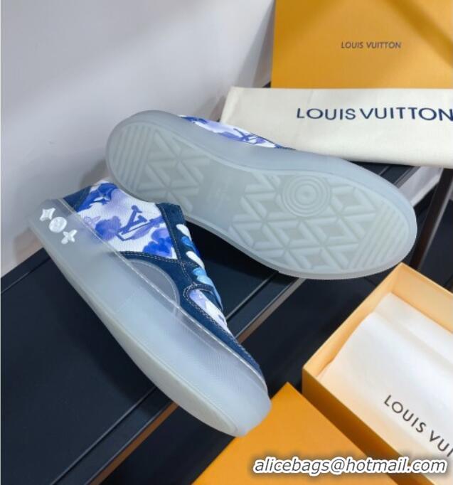 Best Grade Louis Vuitton LV Ollie Print Sneakers 1A8SI2 Blue 2021