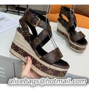 Top Quality Louis Vuitton Boundary Monogram Canvas Wedge Sandals 050632