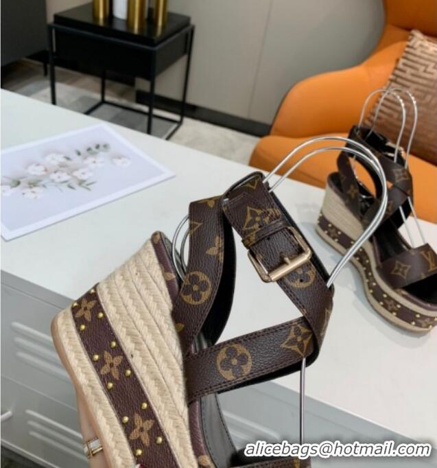 Top Quality Louis Vuitton Boundary Monogram Canvas Wedge Sandals 050632