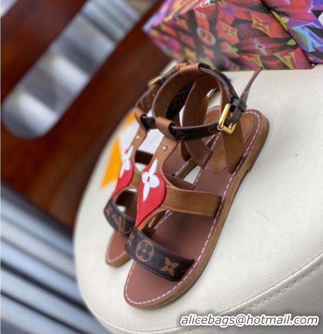 Discount Louis Vuitton Faro Flat LV Circle Thong Sandals 050668 Brown 2021