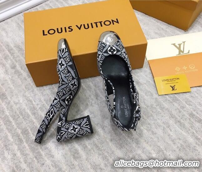 Fashion Louis Vuitton Since 1854 Louise Jacquard Slingback Pumps 050733 Grey 2021