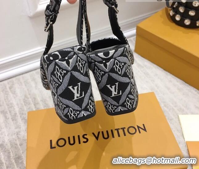 Fashion Louis Vuitton Since 1854 Louise Jacquard Slingback Pumps 050733 Grey 2021