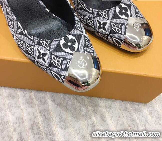 Fashion Louis Vuitton Since 1854 Louise Jacquard Slingback Pumps 050733 Grey 2021