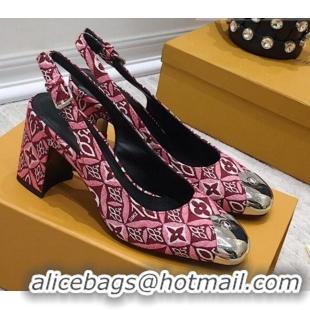 Stylish Louis Vuitton Since 1854 Louise Jacquard Slingback Pumps 050733 Burgundy 2021