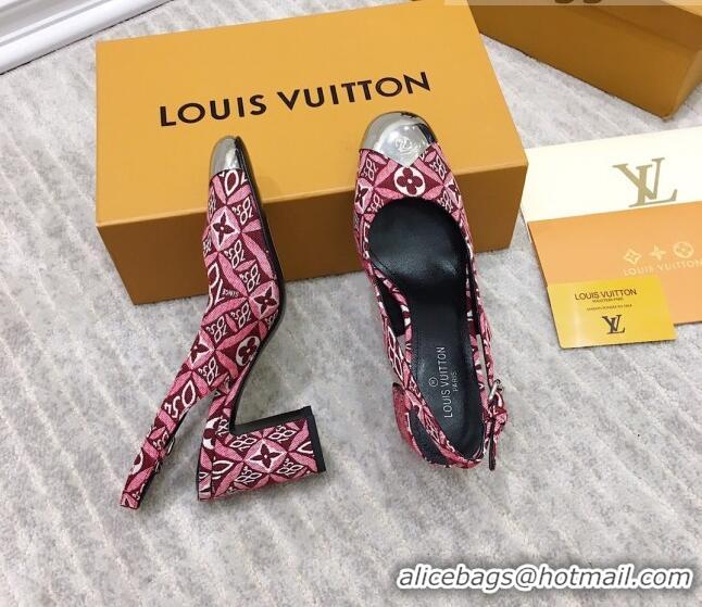 Stylish Louis Vuitton Since 1854 Louise Jacquard Slingback Pumps 050733 Burgundy 2021