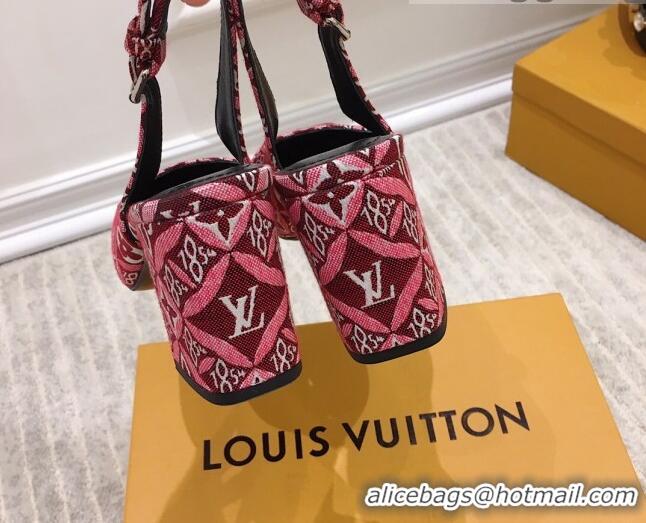 Stylish Louis Vuitton Since 1854 Louise Jacquard Slingback Pumps 050733 Burgundy 2021