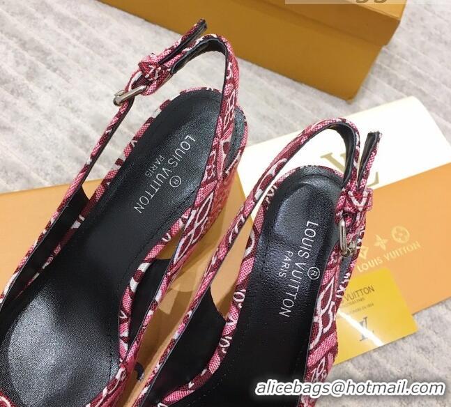 Stylish Louis Vuitton Since 1854 Louise Jacquard Slingback Pumps 050733 Burgundy 2021