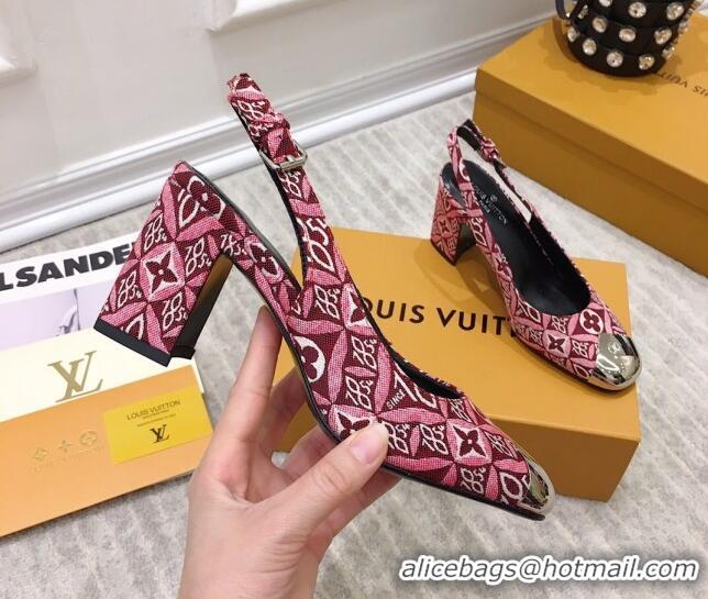 Stylish Louis Vuitton Since 1854 Louise Jacquard Slingback Pumps 050733 Burgundy 2021