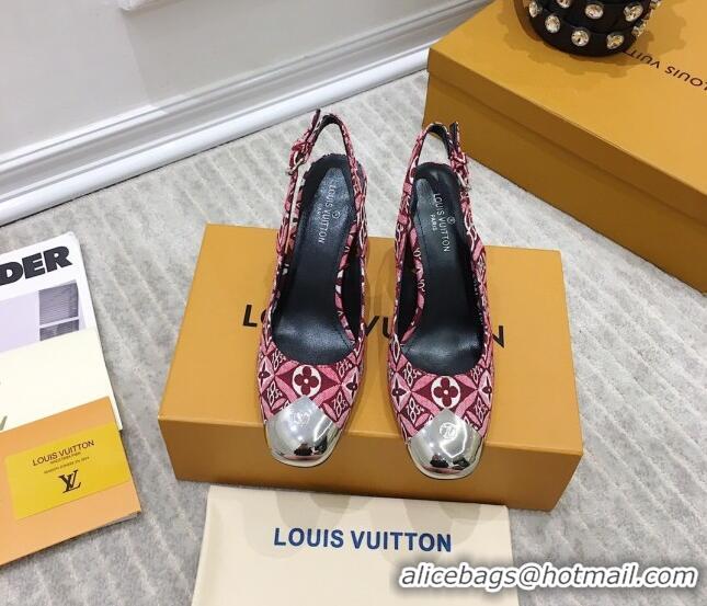 Stylish Louis Vuitton Since 1854 Louise Jacquard Slingback Pumps 050733 Burgundy 2021