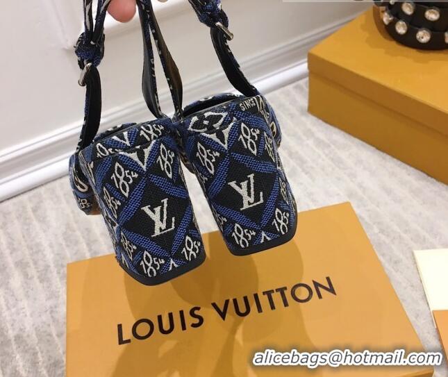 Sophisticated Louis Vuitton Since 1854 Louise Jacquard Slingback Pumps 050733 Blue 2021