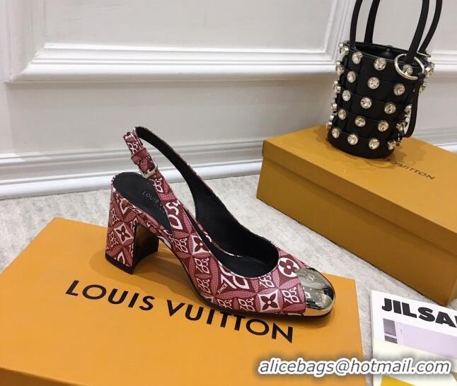 Perfect Louis Vuitton Since 1854 Louise Canvas Slingback Pumps 050736 Burgundy 2021