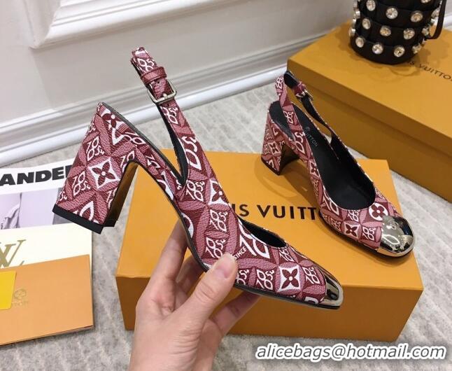 Perfect Louis Vuitton Since 1854 Louise Canvas Slingback Pumps 050736 Burgundy 2021