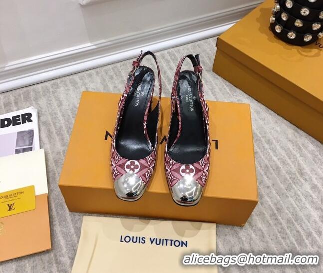 Perfect Louis Vuitton Since 1854 Louise Canvas Slingback Pumps 050736 Burgundy 2021